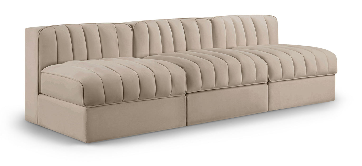 Rummi - Velvet Performance Fabric Upholstered 3 Piece Modular Armless Sofa - Simple Home Plus