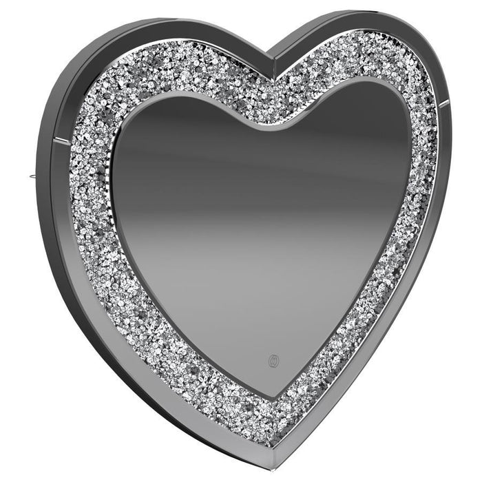 Aiko - Heart Shaped LED Light Wall Mirror - Silver - Simple Home Plus