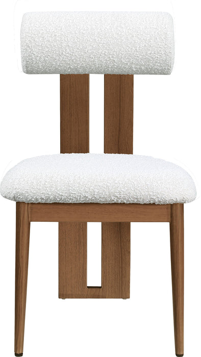 Dario - Boucle Dining Chair With Brown Frame (Set of 2) - Cream - Simple Home Plus