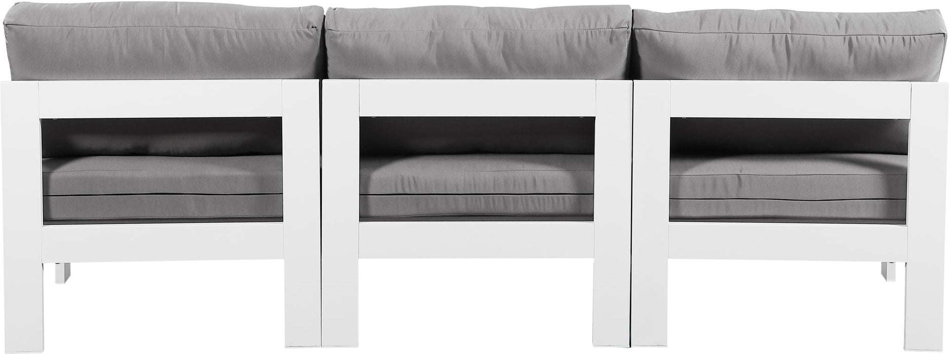 Nizuc - Outdoor Patio 3 Seat Armless Modular Sofa With White Frame - Simple Home Plus