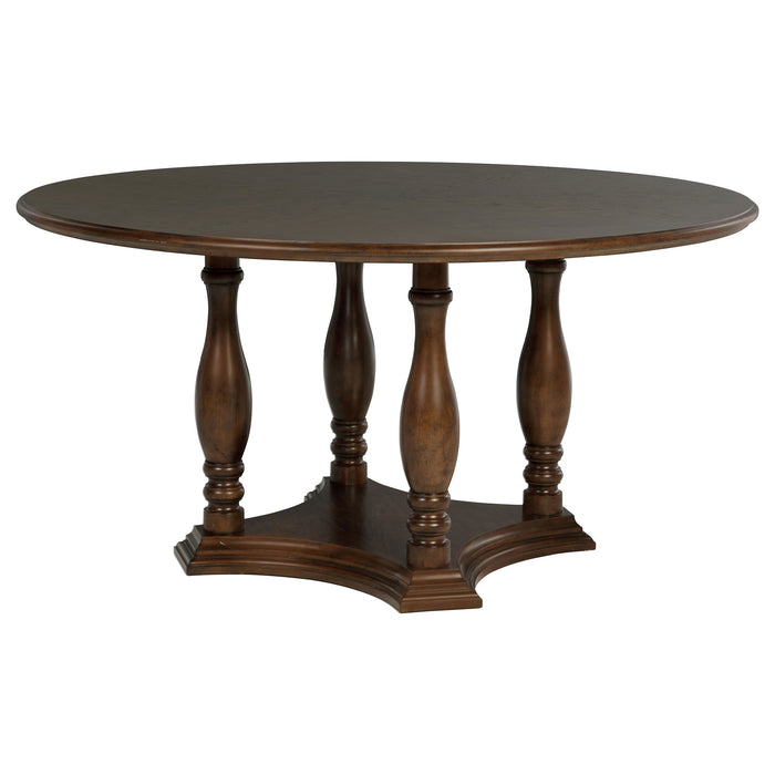 Landon - Round Wood Pedestal Dining Table - Rich Brown - Simple Home Plus