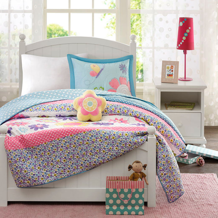 Crazy Daisy - Twin Reversible Coverlet Set - Multi