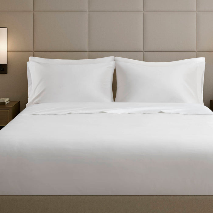 Percale Weave - King Luxury Cotton Sheet Set - Bright White - Simple Home Plus
