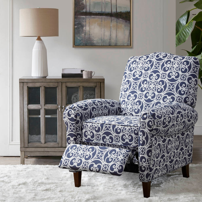 Kirby - Push Back Recliner - Navy Multi - Simple Home Plus