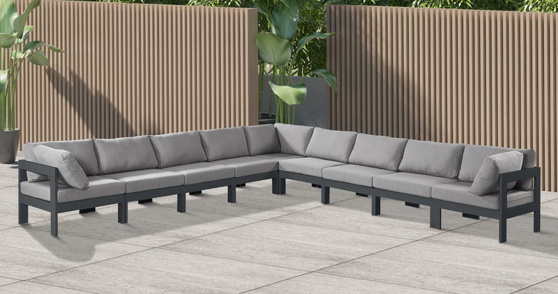 Nizuc - Outdoor Patio 9 Piece Modular Sectional With Gray Frame