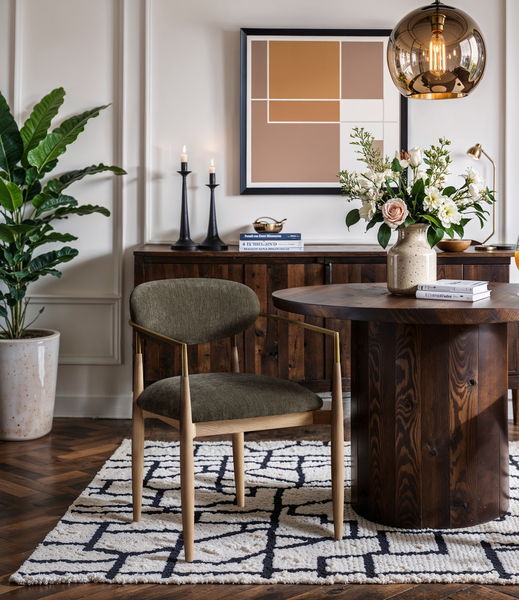 Riccio - Fabric Dining Arm Chair (Set of 2) - Natural Frame