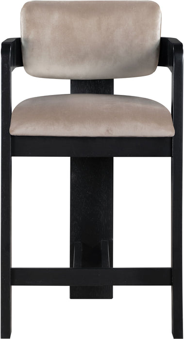 Sacha - Velvet Stool With Black Base - Simple Home Plus
