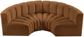 Arc - Velvet 4 Piece U-Shaped Modular Sofa - Saddle - Simple Home Plus