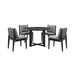 Cayman - Outdoor Patio 5-Piece Round Dining Table Set In Aluminum With Gray Cushions - Simple Home Plus