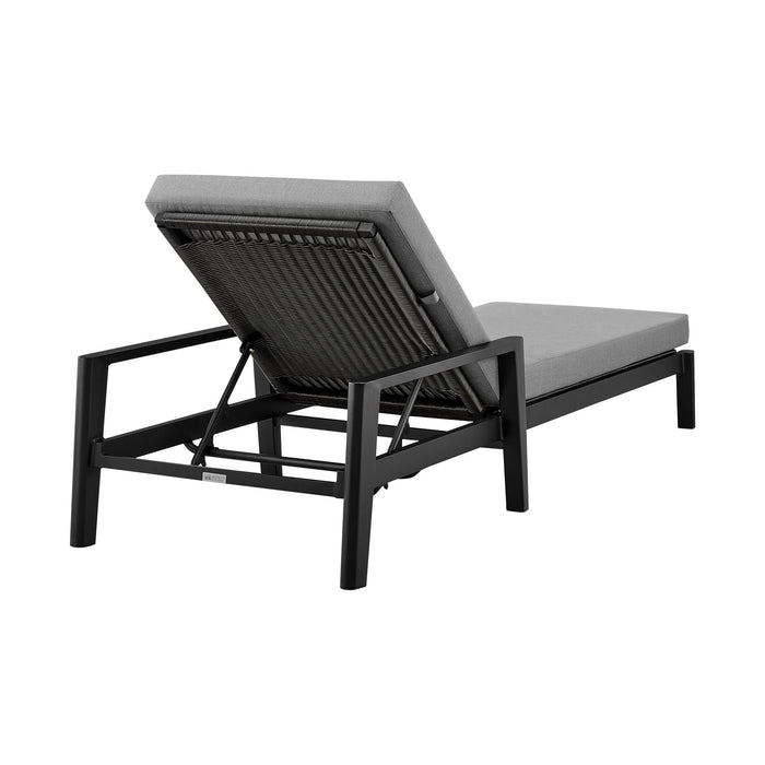 Cayman - Outdoor Patio Adjustable Chaise Lounge Chair In Aluminum With Gray Cushions - Simple Home Plus