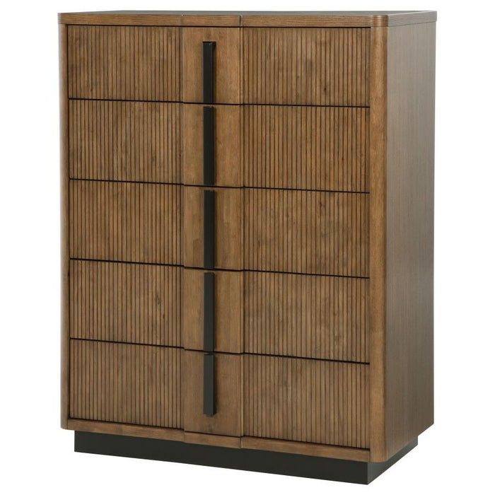 Terrace - 5-Drawer Chest Of Drawers - Ash Brown - Simple Home Plus