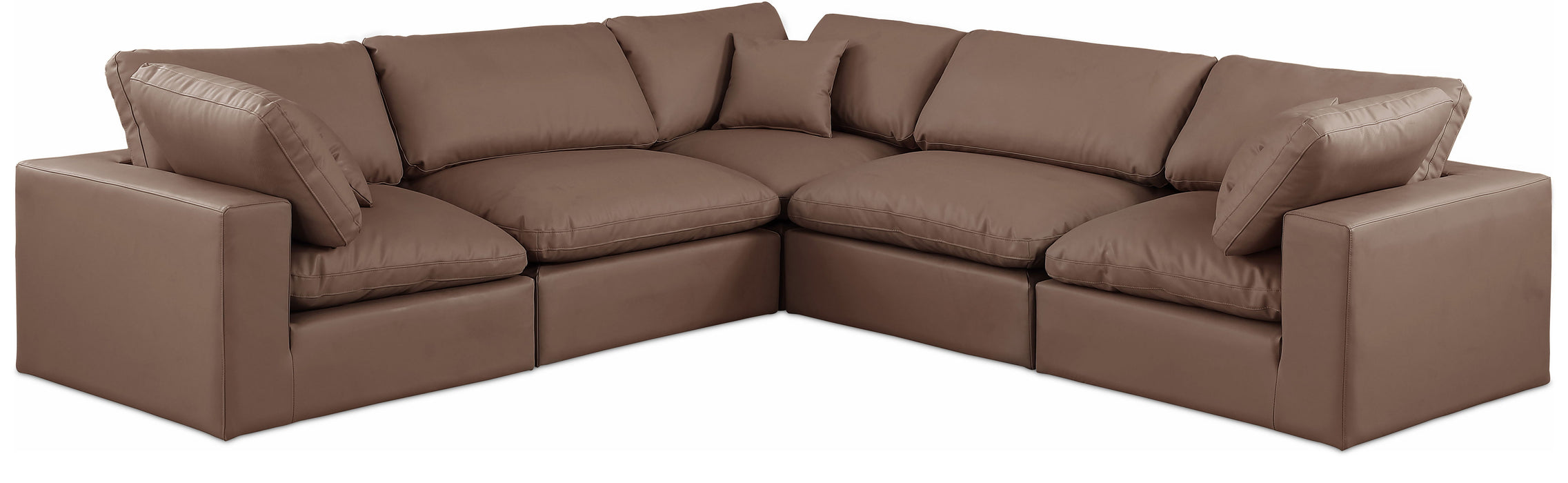 Comfy - 5 Piece Faux Leather Modular Corner Sectional - Simple Home Plus