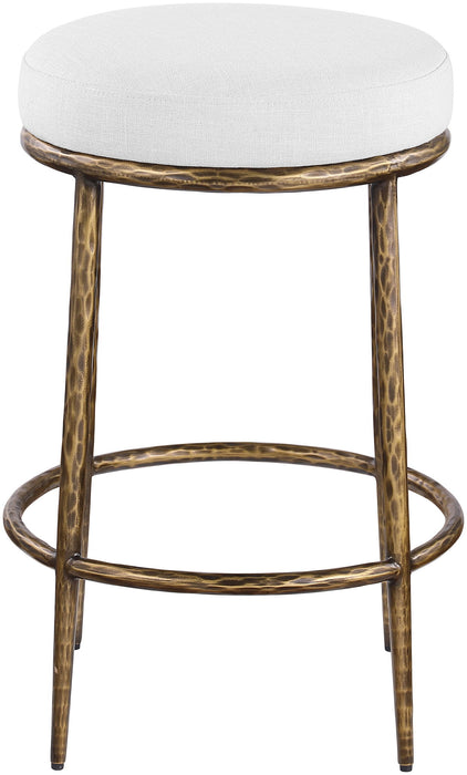 Ferro - Upholstered Backless Counter Stool With Brushed Gold Base - Simple Home Plus