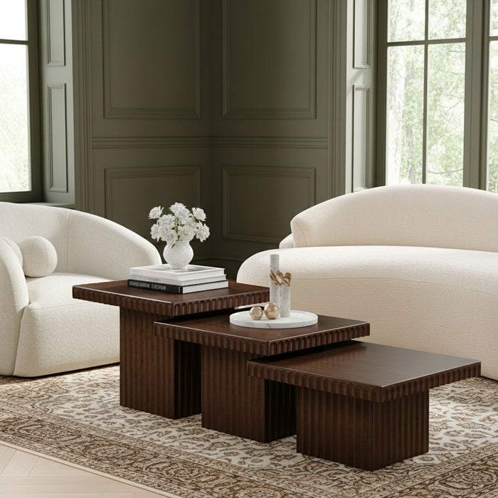 Spencer - Oak Veneer 3 Piece Coffee Tabl - Simple Home Plus