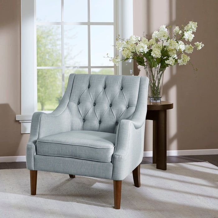 Qwen - Button Tufted Accent Chair - Dusty Blue - Simple Home Plus