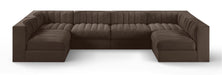 Rummi - Armless Velvet Performance Fabric Upholstered 6 Piece Modular Sectional - Simple Home Plus