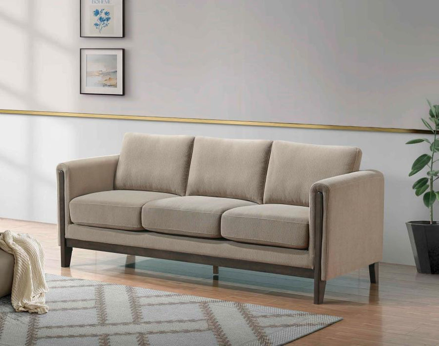 Islington - Fabric Upholstered Panel Arm Sofa - Taupe - Simple Home Plus