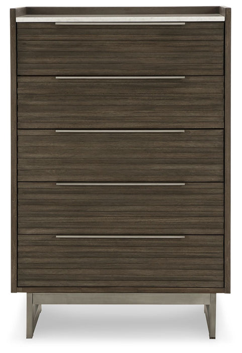Arkenton - Grayish Brown / White - Five Drawer Chest - Simple Home Plus