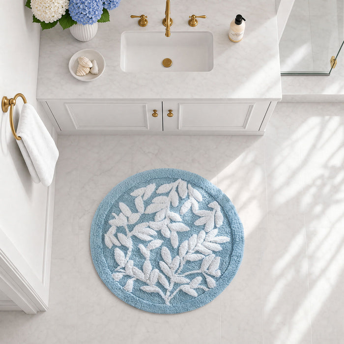 Serene - Cotton Tufted Bath Rug - Heated Microlight To Berber Blue