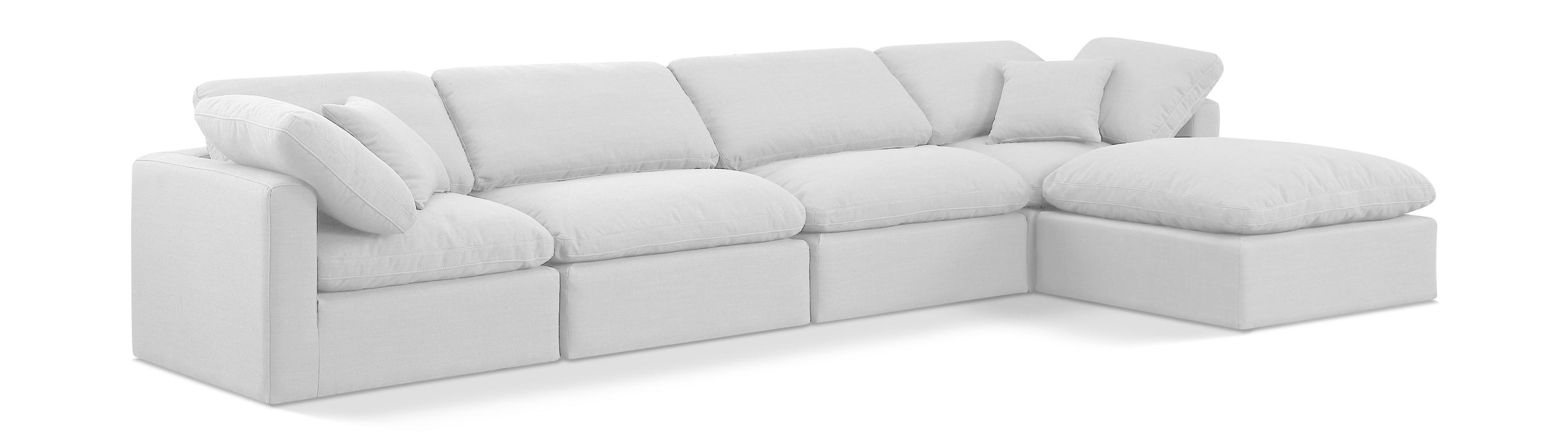 Indulge - Linen 5 Piece Modular Sectional With Chaise - White - Simple Home Plus