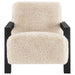 Fitzroy - Faux Fur Upholstered Chair Solid Wood Arms - Latte - Simple Home Plus