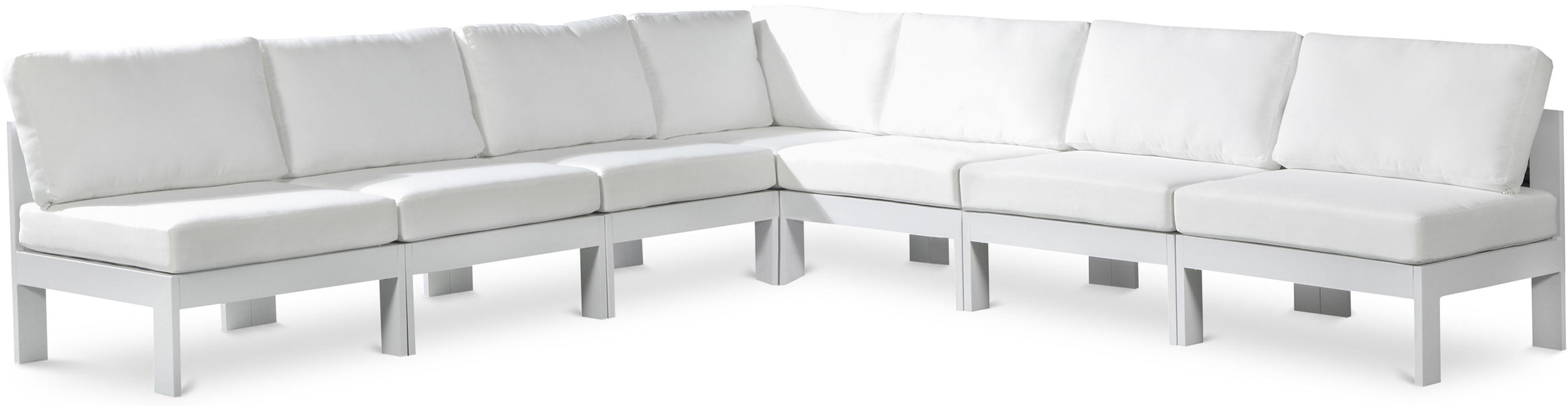 Nizuc - Outdoor Patio 7 Piece Modular Sectional With White Frame - Simple Home Plus