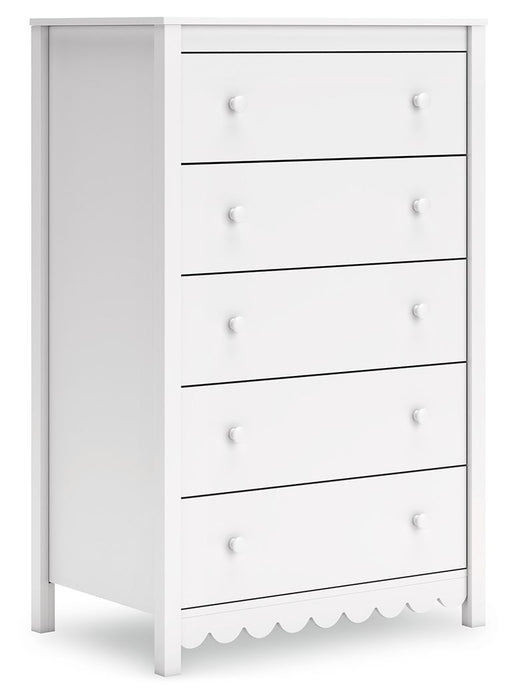 Hallityn - White - Five Drawer Chest - Simple Home Plus