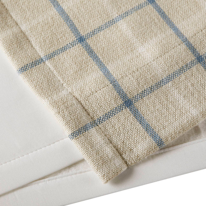 Anaheim - 50x84" Plaid Rod Pocket And Back Tab Curtain Panel With Fleece Lining - Linen Blue - Simple Home Plus
