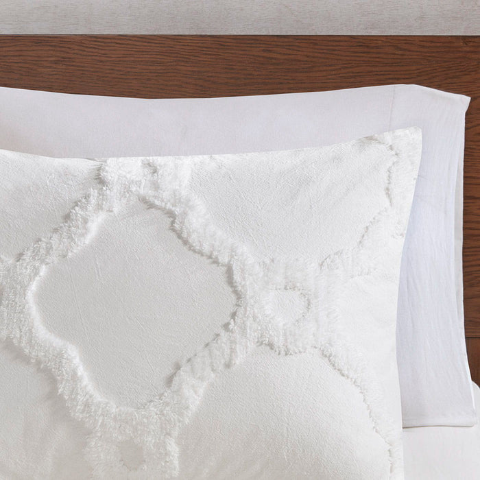 Pacey - 3 Piece Tufted Geometric Comforter Set - Off White - Simple Home Plus
