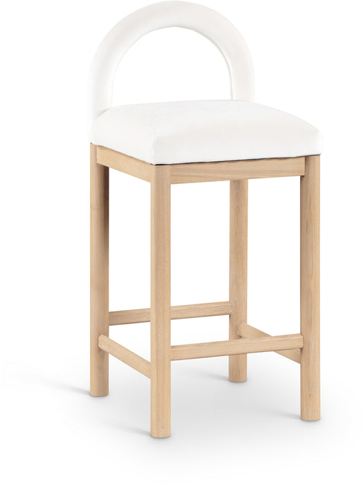 Conrad - Velvet Counter Stool With Natural Legs - Simple Home Plus