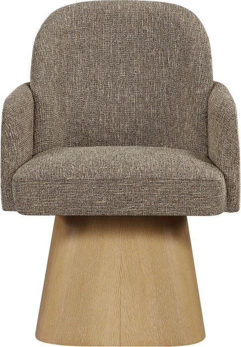 Marlowe - Linen Textured Fabric Upholstered Swivel Dining Arm Chair - Stained Natural - Simple Home Plus