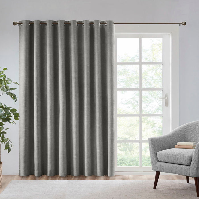 Maya - Printed Heathered Total Blackout Window Patio Panel - Gray - Simple Home Plus