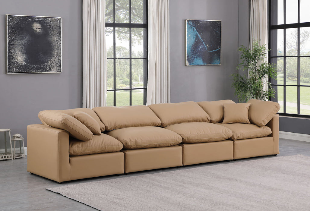 Indulge - Faux Leather 4 Piece Modular Sofa - Tan - Simple Home Plus