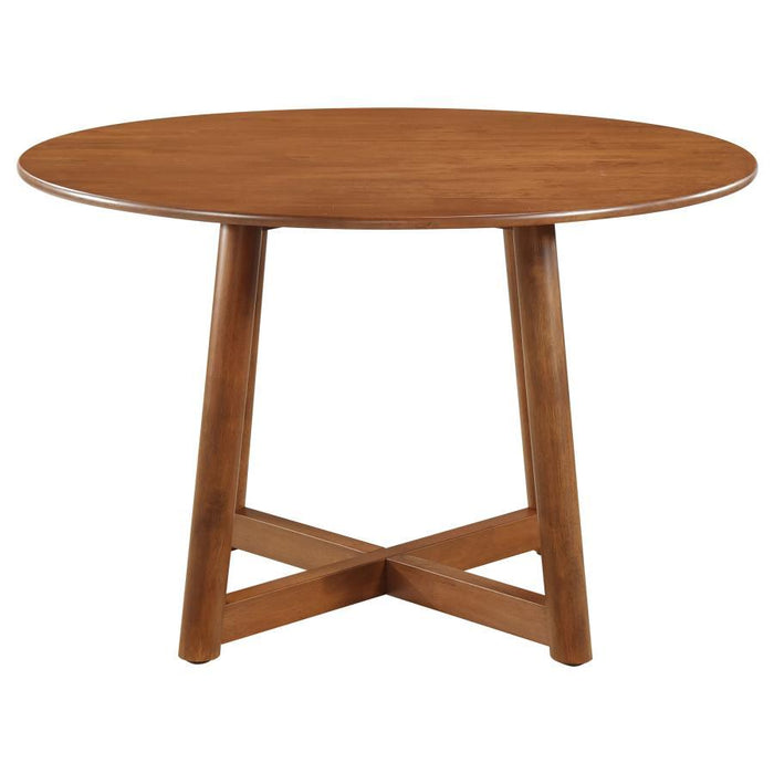 Dinah - 5 Piece Round Solid Wood Dining Set - Walnut - Simple Home Plus