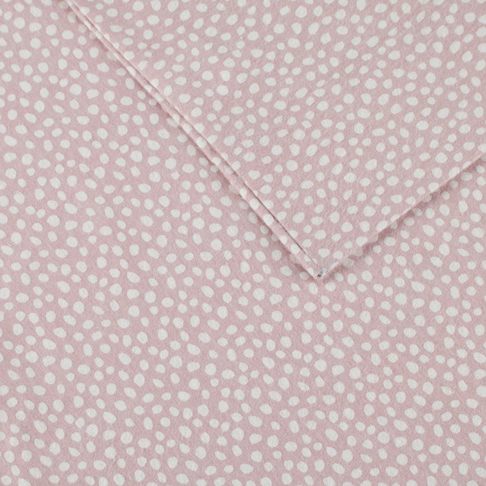 Cozy Flannel - Twin 100% Printed Sheet Set - Blush Dots