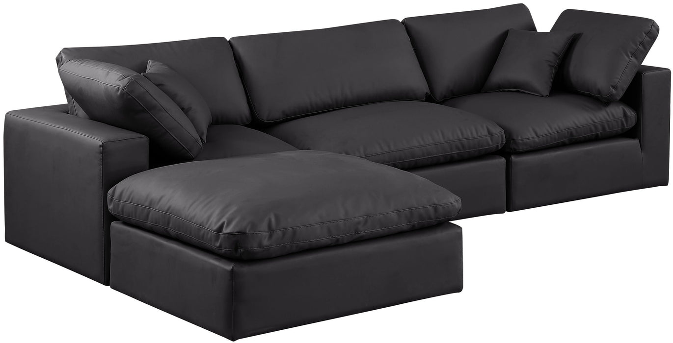 Comfy - 4 Piece Faux Leather Modular Sectional With Chaise
