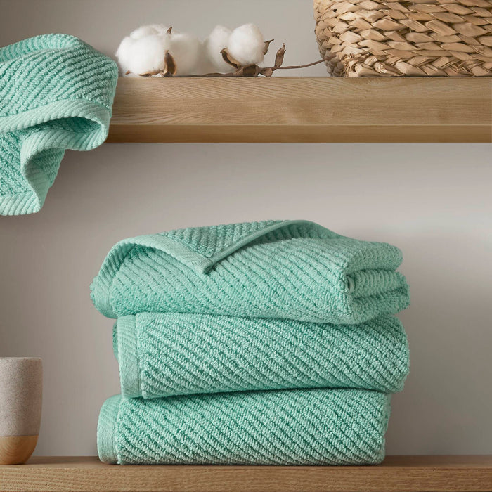 Diagonal Ribbed - 4 Piece Hand Towels Set - Turquoise - Simple Home Plus