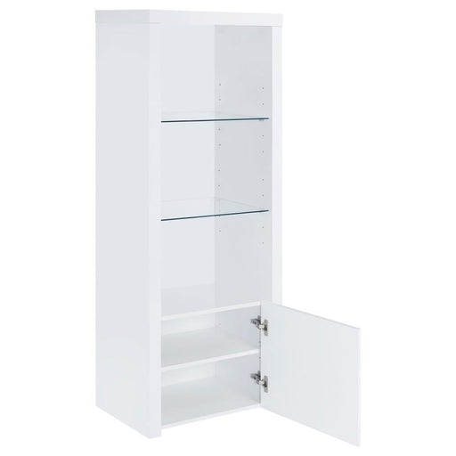 Jude - 3-Shelf Media Tower With Storage Cabinet - White High Gloss - Simple Home Plus
