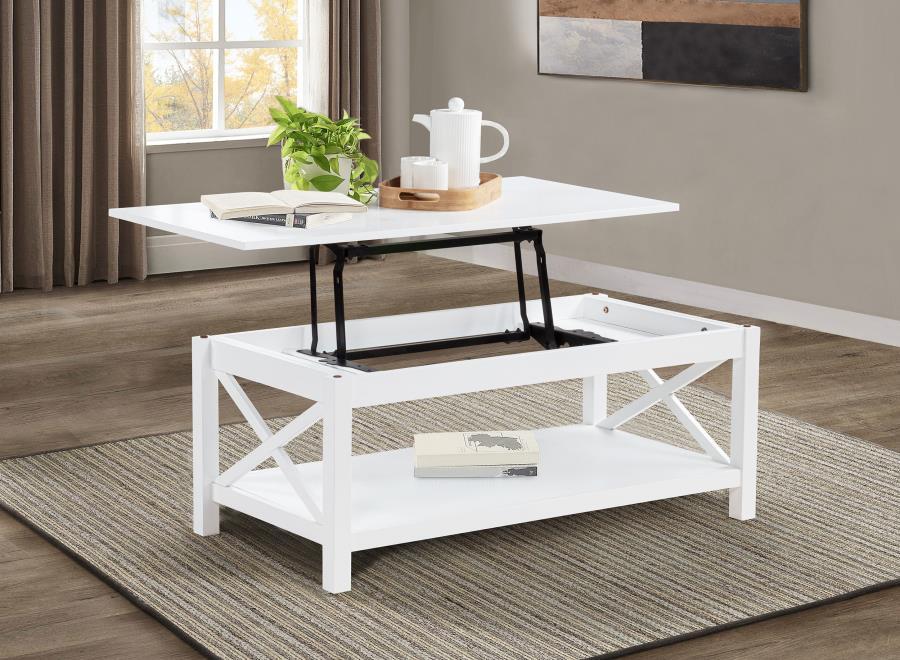 Skyview - 44" Rectangular Lift Top Coffee Table - White - Simple Home Plus
