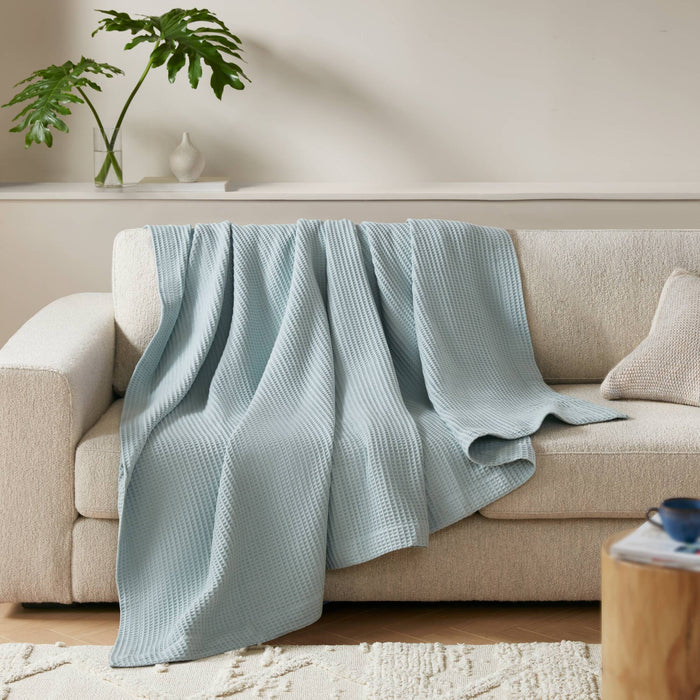 Waffle Weave - Cotton Blanket - Aqua - Simple Home Plus