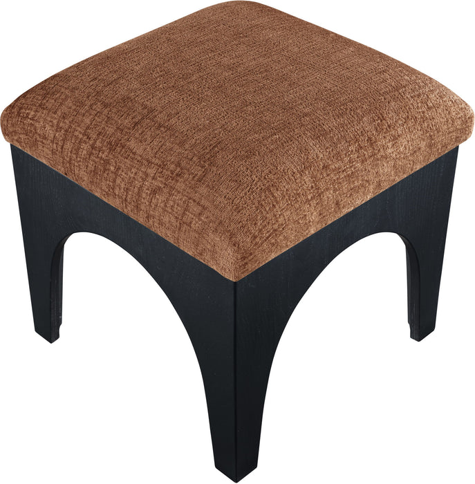 Lawson - Chenille Fabric Ottoman - Black Base - Simple Home Plus