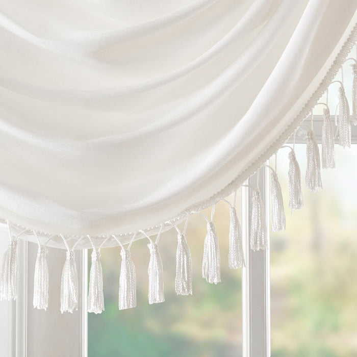 Elena - Waterfall Embellished Valance - White - Simple Home Plus