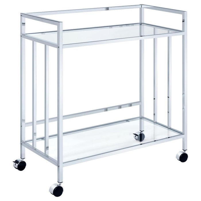 Cara - 2-tier Rectangular Glass Shelf Metal Bar Cart - Simple Home Plus