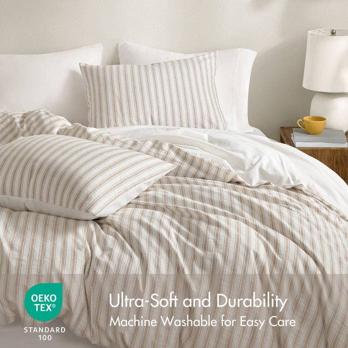 Etta - 3 Piece Queen Duvet Set - Tan - Simple Home Plus