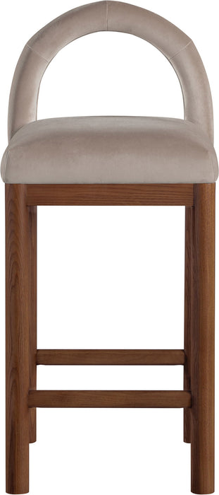 Conrad - Velvet Counter Stool With Brown Legs - Simple Home Plus