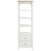 Hollis - 4-Shelf Wood Media Tower With Drawers - Brown And White - Simple Home Plus