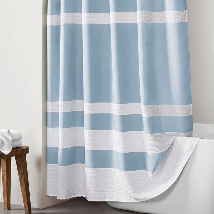 Spa Waffle - 72" Shower Curtain With 3M Treatment - Blue - Simple Home Plus