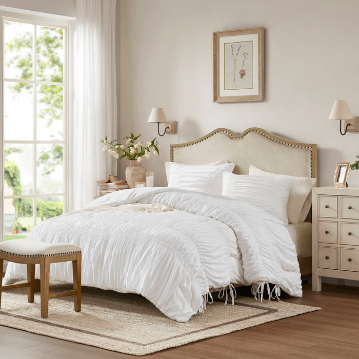 Mia - 3 Piece Queen Comforter Set - White - Simple Home Plus