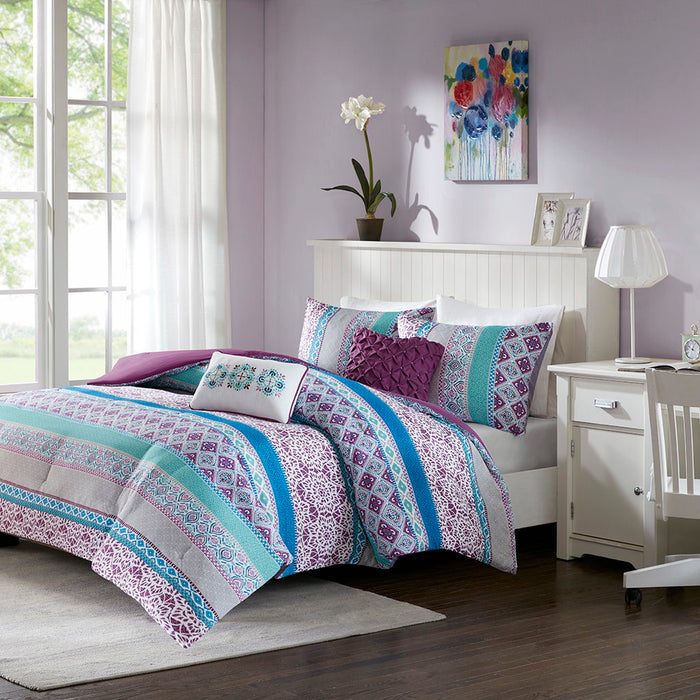 Joni - Twin Comforter Set - Purple - Simple Home Plus