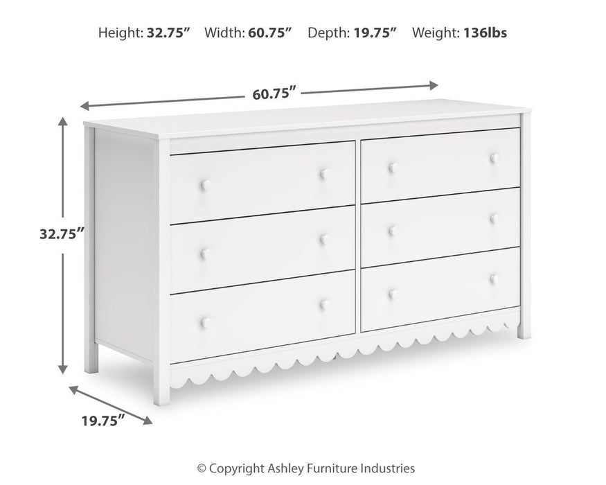 Hallityn - White - Six Drawer Dresser - Simple Home Plus